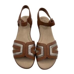 Clarks Women's Ada Mist Sandals Tan Metallic Leather Strap Size 7.5M